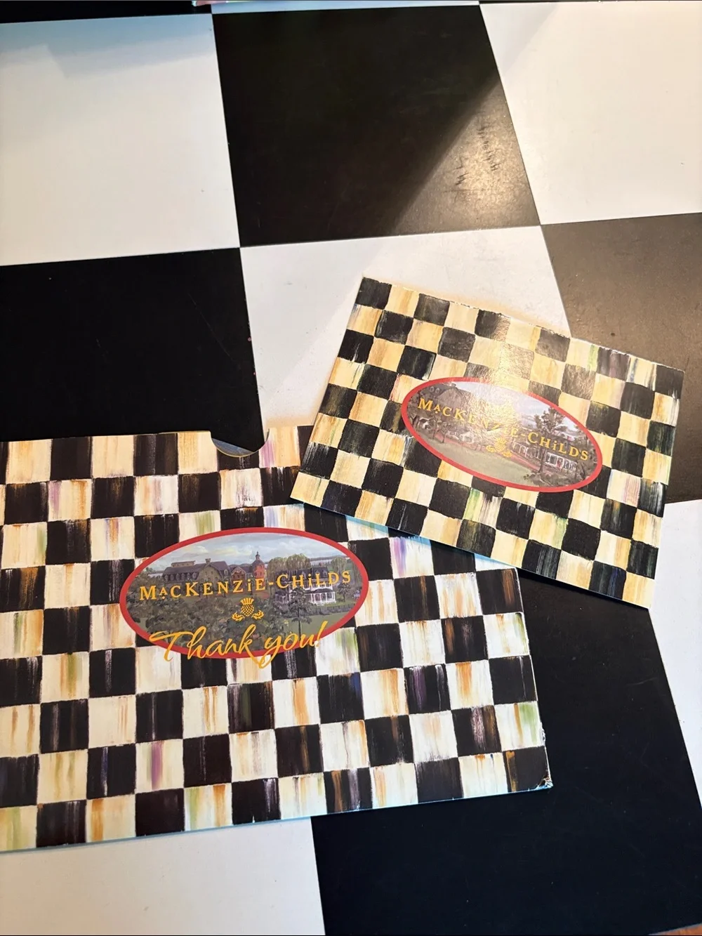 MacKenzie-Childs Black and Cream Check Thank You Cards